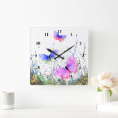 カラフル蝶の飛んでいる自然-春ジョイ スクエア壁時計 (ホーム)