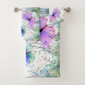 カラフル蝶イン飛んでいる自然フレッシュ春 バスタオルセット (インサイチュ)