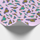カラフル蝶オンベビーピンク – カスタマイズ可能 ラッピングペーパー (角)