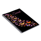 カラフル蝶パタパーソナライズされたーン ノートブック (右側)