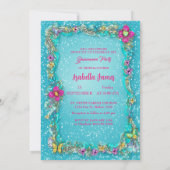 カラフル蝶フローラターコイズマゼンタシック 招待状 (裏面)