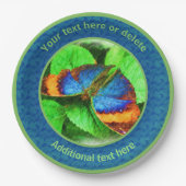 カラフル蝶自然アーパーソナライズされたトパーティー ペーパープレート (正面)