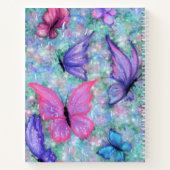 カラフル蝶飛んでいる – 喜び ノートブック (裏面)