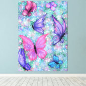 カラフル蝶飛んでいる-春 キャンバスプリント (インサイチュ (ウッドフロア))