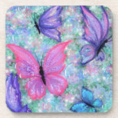カラフル蝶飛んでいる- Joy - コースター (正面)