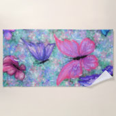カラフル蝶飛んでいる- Joy - ビーチタオル (正面)