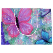 カラフル蝶飛んでいる- Joy ラージペーパーバッグ (裏面)