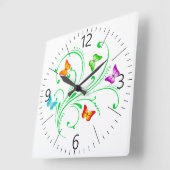 カラフル蝶 スクエア壁時計 (傾斜)