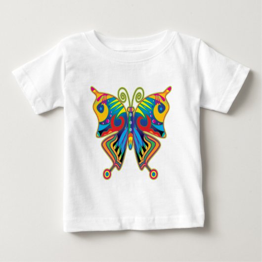 カラフル蝶 ベビーTシャツ (正面)