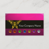 カラフル蝶、宝石ストーンズ白黒ピンク 名刺 (裏面)