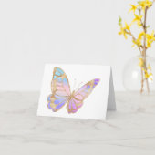 カラフル蝶 – 青、紫、ピンク、金ゴールド 空白の カード (黄色い花)