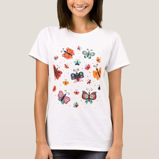 カラフル蝶Tシャツのトレンディー Tシャツ (正面)