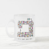 カラフル裁縫キルトパターンフロストマグ フロストグラスマグカップ (左)