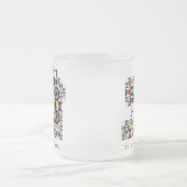 カラフル裁縫キルトパターンフロストマグ フロストグラスマグカップ (中央)