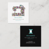 カラフル裁縫キルトパターン スクエア名刺 (正面/裏面)