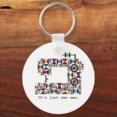 カラフル裁縫機キルトパターン キーホルダー (正面)