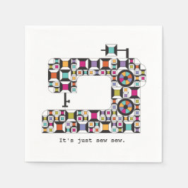 カラフル裁縫機キルトパターン スタンダードカクテルナプキン