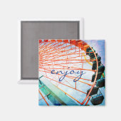 カラフル観覧車カーニバルス楽しむクリプトおもしろい マグネット (正面/裏面)