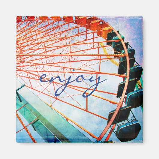 カラフル観覧車カーニバルス楽しむクリプトおもしろい マグネット (正面)