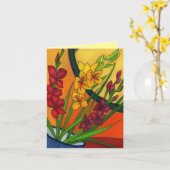 カラフル誕生日カードグラジオラス威厳があるフラワー カード (黄色い花)