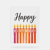 カラフル誕生日キャンドル – ハッピーバースデー アクリルサイン (正面)