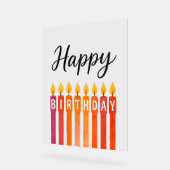 カラフル誕生日キャンドル – ハッピーバースデー アクリルサイン (傾斜)