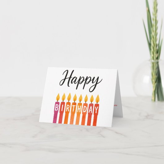 カラフル誕生日キャンドル – ハッピーバースデー サンキューカード (正面)