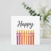 カラフル誕生日キャンドル – ハッピーバースデー サンキューカード (スタンド正面)