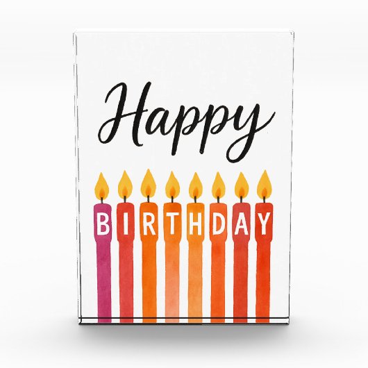 カラフル誕生日キャンドル – ハッピーバースデー フォトブロック (正面)