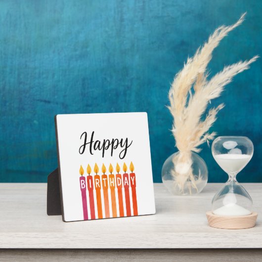 カラフル誕生日キャンドル – ハッピーバースデー フォトプラーク (インサイチュ)