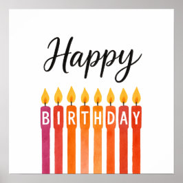 カラフル誕生日キャンドル – ハッピーバースデー ポスター