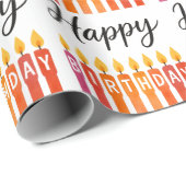 カラフル誕生日キャンドル – ハッピーバースデー ラッピングペーパー (ロールコーナー)