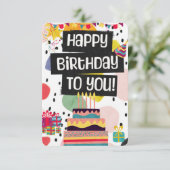 カラフル誕生日グリーティングカード サンキューカード (スタンド正面)