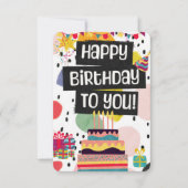 カラフル誕生日グリーティングカード サンキューカード (正面)