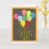 カラフル誕生日バルーンのグラフィックアートデザイン カード (黄色い花)