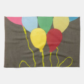 カラフル誕生日バルーンのグラフィックアートデザイン キッチンタオル (横)