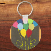 カラフル誕生日バルーンのグラフィックアートデザイン キーホルダー (正面)