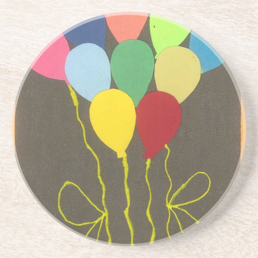 カラフル誕生日バルーンのグラフィックアートデザイン コースター (正面)