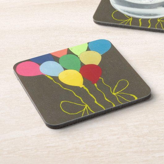 カラフル誕生日バルーンのグラフィックアートデザイン コースター (左側)