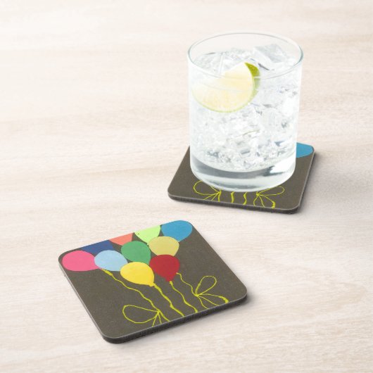 カラフル誕生日バルーンのグラフィックアートデザイン コースター (右側)