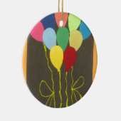 カラフル誕生日バルーンのグラフィックアートデザイン セラミックオーナメント (右)