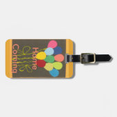 カラフル誕生日バルーンのグラフィックアートデザイン ラゲッジタグ (正面横)
