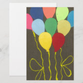 カラフル誕生日バルーンのグラフィックアートデザイン 便箋 (正面/裏面)