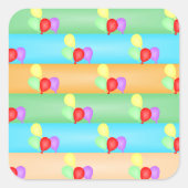 カラフル誕生日バルーンのパターン スクエアシール (正面)