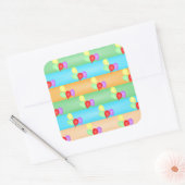 カラフル誕生日バルーンのパターン スクエアシール (封筒)