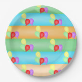 カラフル誕生日バルーンのパターン ペーパープレート (正面)