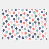 カラフル誕生日バルーンのパターン ラッピングペーパーシート (正面2)