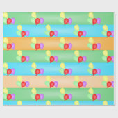 カラフル誕生日バルーンのパターン ラッピングペーパー (フラット)