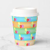カラフル誕生日バルーンのパターン 紙コップ (正面)