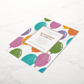 カラフル誕生日バルーンパーティの招待状 箔招待状 (回転した状態)